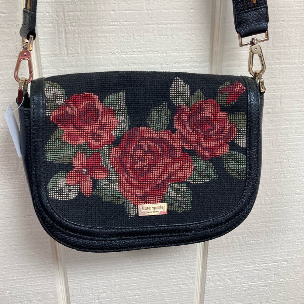 Kate Spade New York Seeley Lane Rae Crossbody Embroidered Rose Leopard Strap